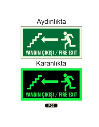 Fosforlu Yangın Çıkışı Fıre Exıt Yön Levhası
