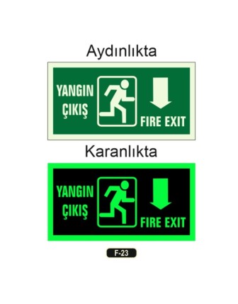 Fosforlu Yangın Çıkışı Fıre Exıt Yön Levhası