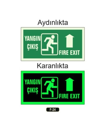 Fosforlu Yangın Çıkışı Fıre Exıt Yön Levhası