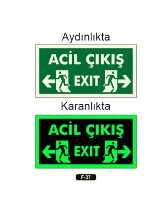 Fosforlu Acil Çıkış Exıt Yön Levhası