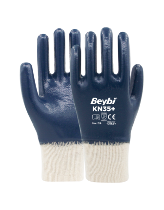 KN35+ Tam Kaplama Pamuk Nitril Eldiven