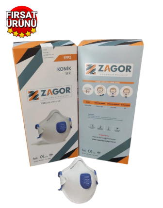 Zagor 2200 FFP2 Ventilli Konik Toz Maskesi 20'li Kutu