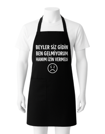  Kişiye Özel Mizahi Mutfak Önlüğü – Siyah Renk, Komik Yazılı, İsim Yazılabilir Hediye Önlük Tasarımı