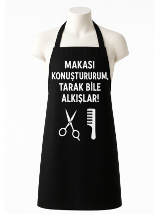  Kişiye Özel Berber Önlüğü – Siyah, Mizahi Tasarım, İsim Yazılabilir Kuaför & Barber Önlüğü