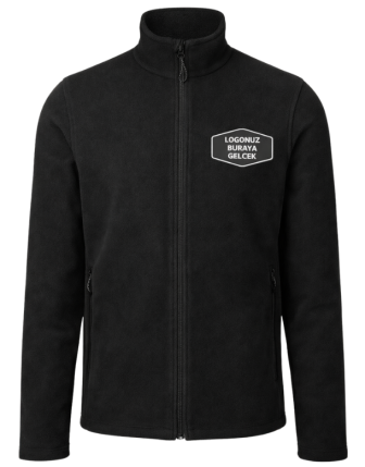 Logo Baskılı Siyah Polar Mont 330 Gram