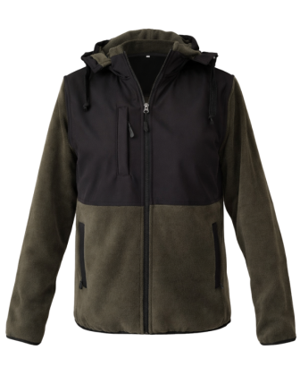 Kapşonlu Soft Polar Mont Haki/Siyah