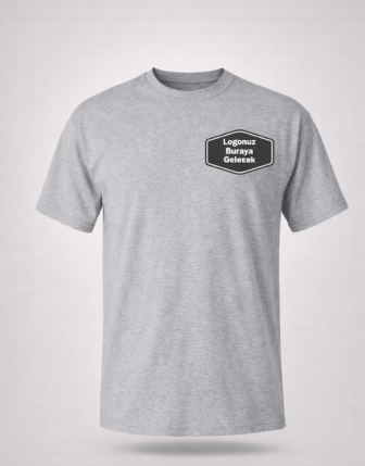 Yuvarlak Yaka Logo Baskılı Gri T-Shirt