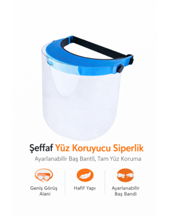 Ayarlanabilir Yüz Koruyucu Siperlik – Şeffaf Vizör, Tam Yüz Koruma