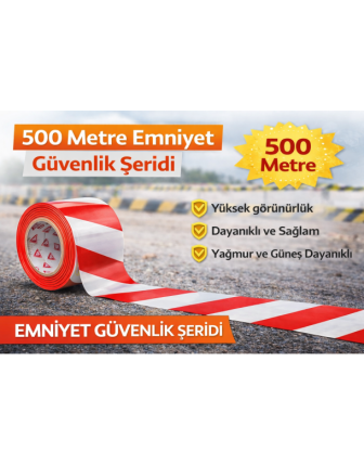Kırmızı - Beyaz İkaz Bandı 500 Metre