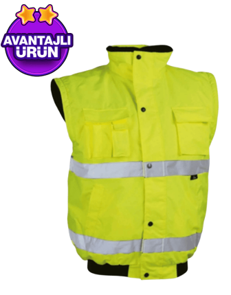 Vizwell™ VWJK60 300D Oxford Su Geçirmez Reflektörlü Sarı Yüksek Görünürlük Yelek