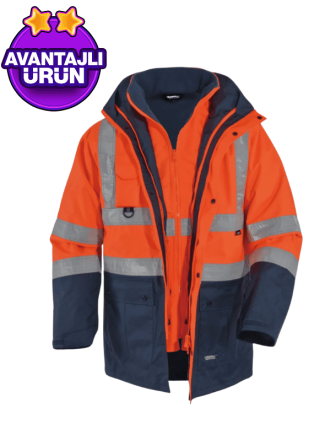 Vizwell™  300 D Oxford 5+1 Reflektörlü Parka 5 Farklı Kullanım Modeli / Turuncu