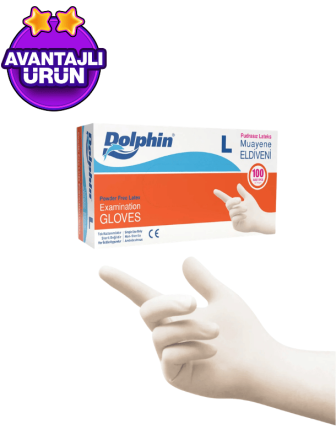 Dolphin Beyaz Lateks Eldiven Pudrasız 100'lü Paket 