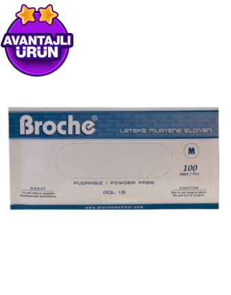 Broche Lateks Beyaz Eldiven Pudrasız 100'lü Paket 