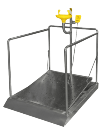 Paslanmaz Çelik Platformlu Göz Duşu - Kumandalı, Korkuluklu, Yere Monte