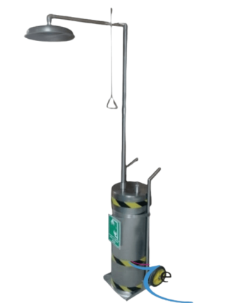 Taşınabilir Acil Boy Duşu - Tekerlekli, El Kumandalı, 304 Paslanmaz Çelik