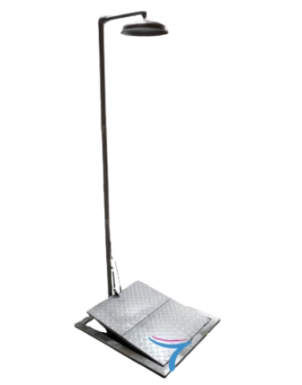 Platform Kumandalı ve Korkuluklu Göz ve Vücut Duşu - Paslanmaz Çelik, 300 mm Duş Çanağı