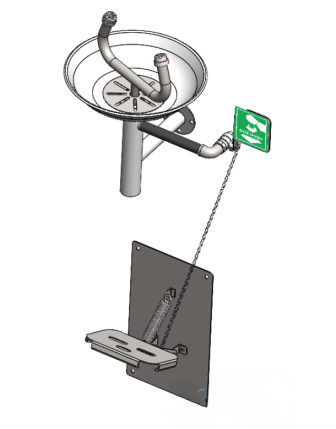 Duvar Tipi (Kasa) Pedallı ve El Kumandalı Göz Duşu - Paslanmaz Çelik, 300 mm Duş Çanağı