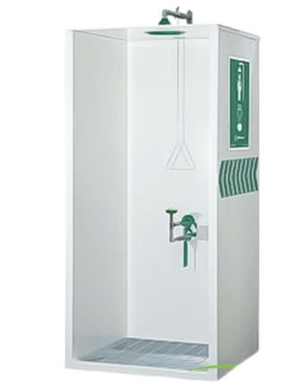 Acil Göz ve Vücut Duşu - Üstten Depolu, Galvaniz/Paslanmaz, 1260 lt, Platformlu