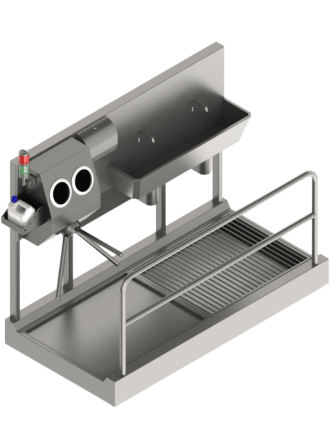 Hijyenik Turnike - Fotoselli İkili Evyeli, 3 Kollu, 304 Paslanmaz Çelik
