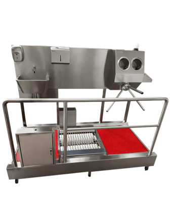 Hijyen Dezenfektasyon Tüneli - Yatay Fırçalı, Fotoselli Evyeli, 3 Kollu Turnike, 304 Paslanmaz