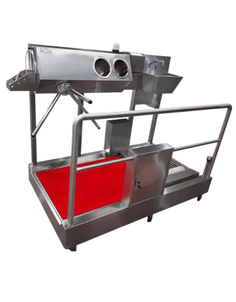 Hijyen Dezenfeksiyon Tüneli - Yatay Fırçalı, Fotoselli Evyeli, 3 Kollu Turnike, 304 Paslanmaz