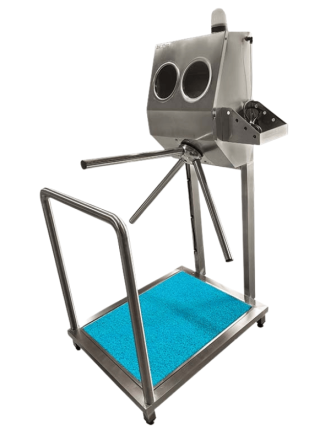 Hijyen Bariyeri - 3 Kollu Turnikeli, Dezenfektan Püskürtmeli, Paspas Rampalı, 304 Paslanmaz