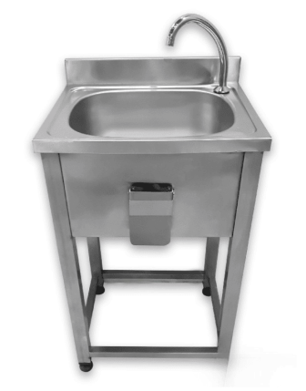 Ayaklı Tek Girişli Diz Kumandalı Evye – Paslanmaz Çelik