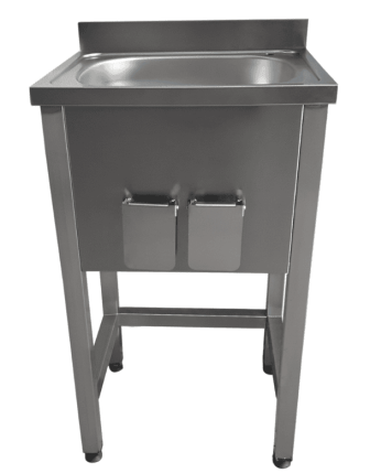 Ayaklı Çift Girişli Diz Vurmalı Evye – Paslanmaz Çelik