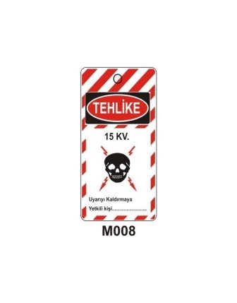 Tehlike 15 kv. Volt Mıknatıslı Uyarı Levhası