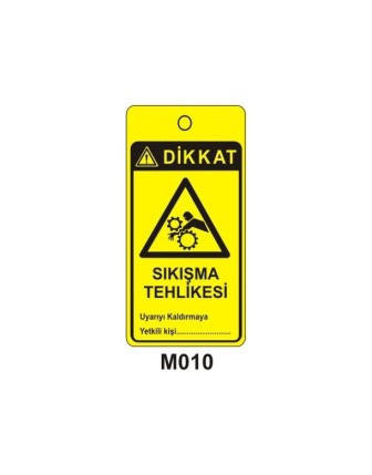 Dikkat Sıkışma Tehlikesi Mıknatıslı Uyarı Levhası