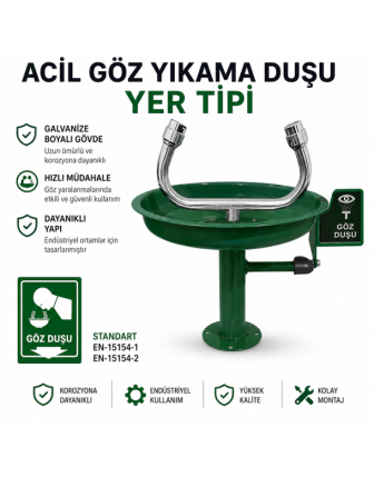 Acil Göz Yıkama Ve Duş Ünitesi DUVAR TİPİ (KASA) - EL KUMANDALI 