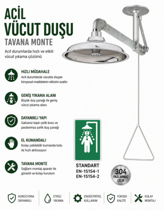 Acil Vücut Duşu Tavana Monte