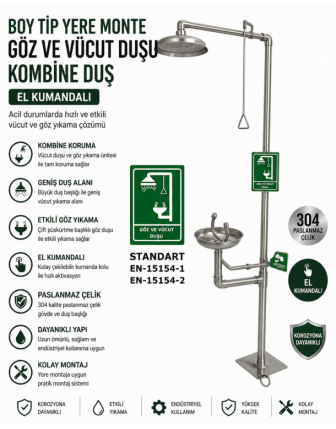 Boy Tip Yere Monte Göz Ve Vücut Duşu Kombine Duş Paslanmaz Çelik El KumandaIı 