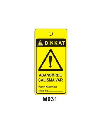 Dikkat Asansörde Çalışma Var Mıknatıslı Uyarı Levhası