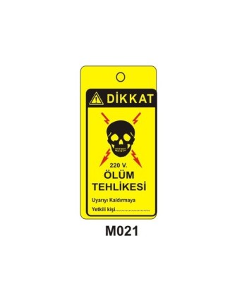 Dikkat 220 V.Ölüm Tehlikesi Mıknatıslı Uyarı Levhası