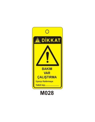Dikkat Bakım Var Çalıştırma Mıknatıslı Uyarı Levhası