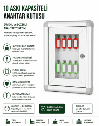 Anahtar Kutusu 10 Askı Kapasiteli