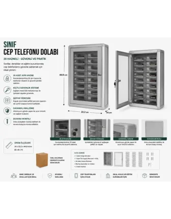 Sınıf Cep Telefonu Dolabı 20 Hazneli