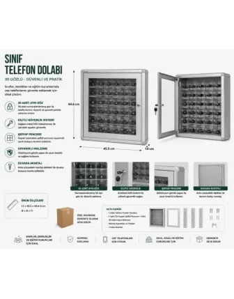 Sınıf Telefon Dolabı 30 Gözlü