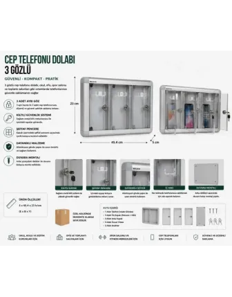 Cep telefonu Dolabı 3 Gözlü
