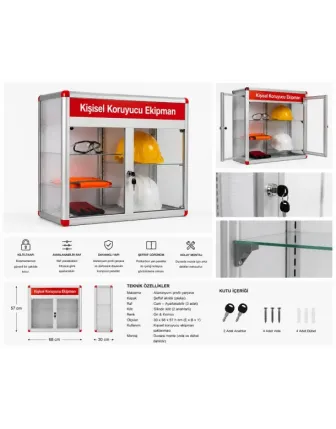 Kkd Dolabı Kilitli Ayarlanabilir Üç Raflı