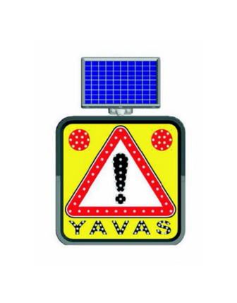 Güneş Enerjili Ledli Flaşörlü Dikkat Yavaş Uyarı Levhası 60x60cm